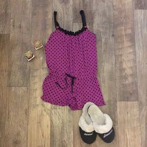 Betsy Johnson Purple Polka Dot Night Romper